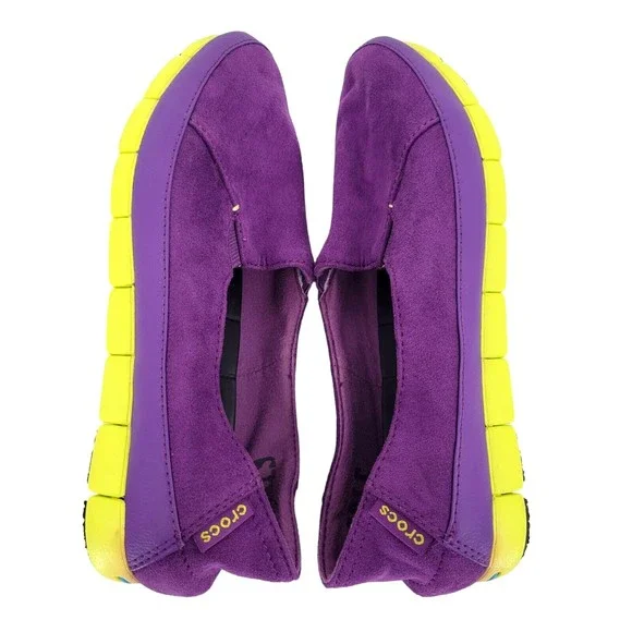 Crocs Womens Shoes Size 7 Purple Suede Slip On Sneakers 15514 - Picture 5 of 10